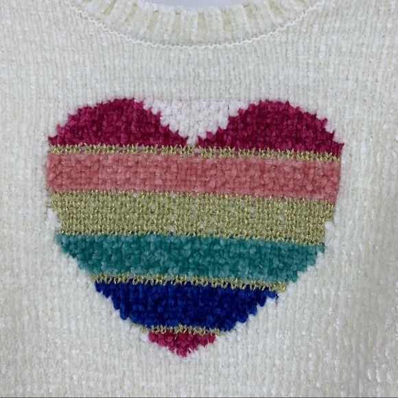 Epic Threads Little Girl's Ivory and Metallic Rainbow Heart Sweater, 2T - Picture 7 of 16